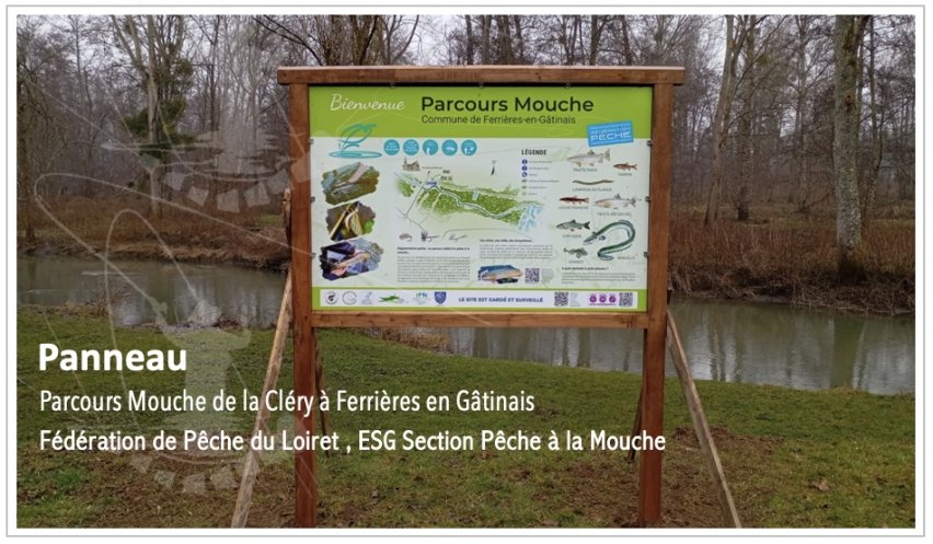 Panneau du parcours mouche sur la Cléry